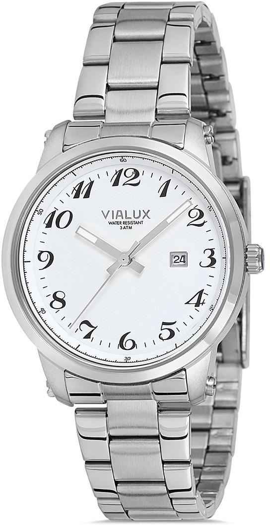 Vialux AJ527S-01SS Takvimli 34 mm Gri Çelik Kordon Analog Kadın Kol Saati