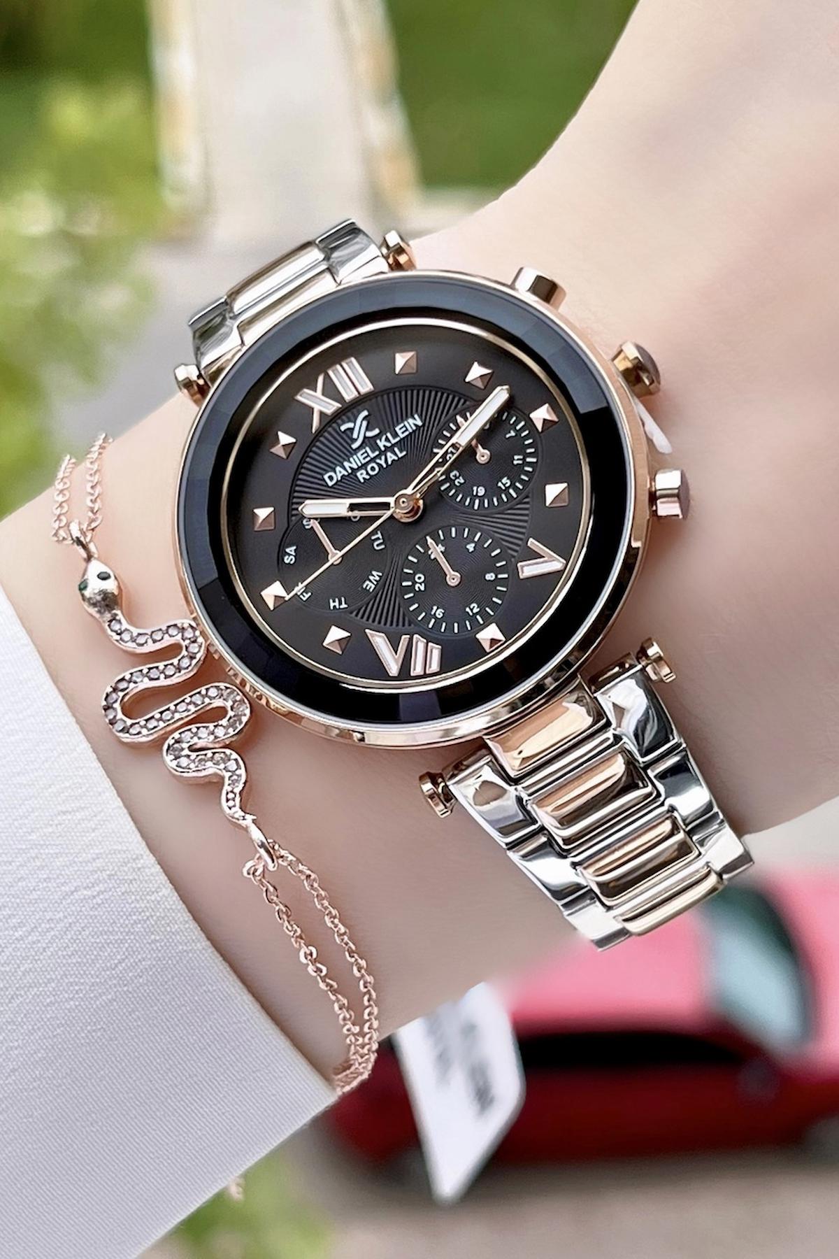 Daniel Klein DKISTE174 35 mm Altın-Gri Çelik Kordon Analog Kadın Kol Saati