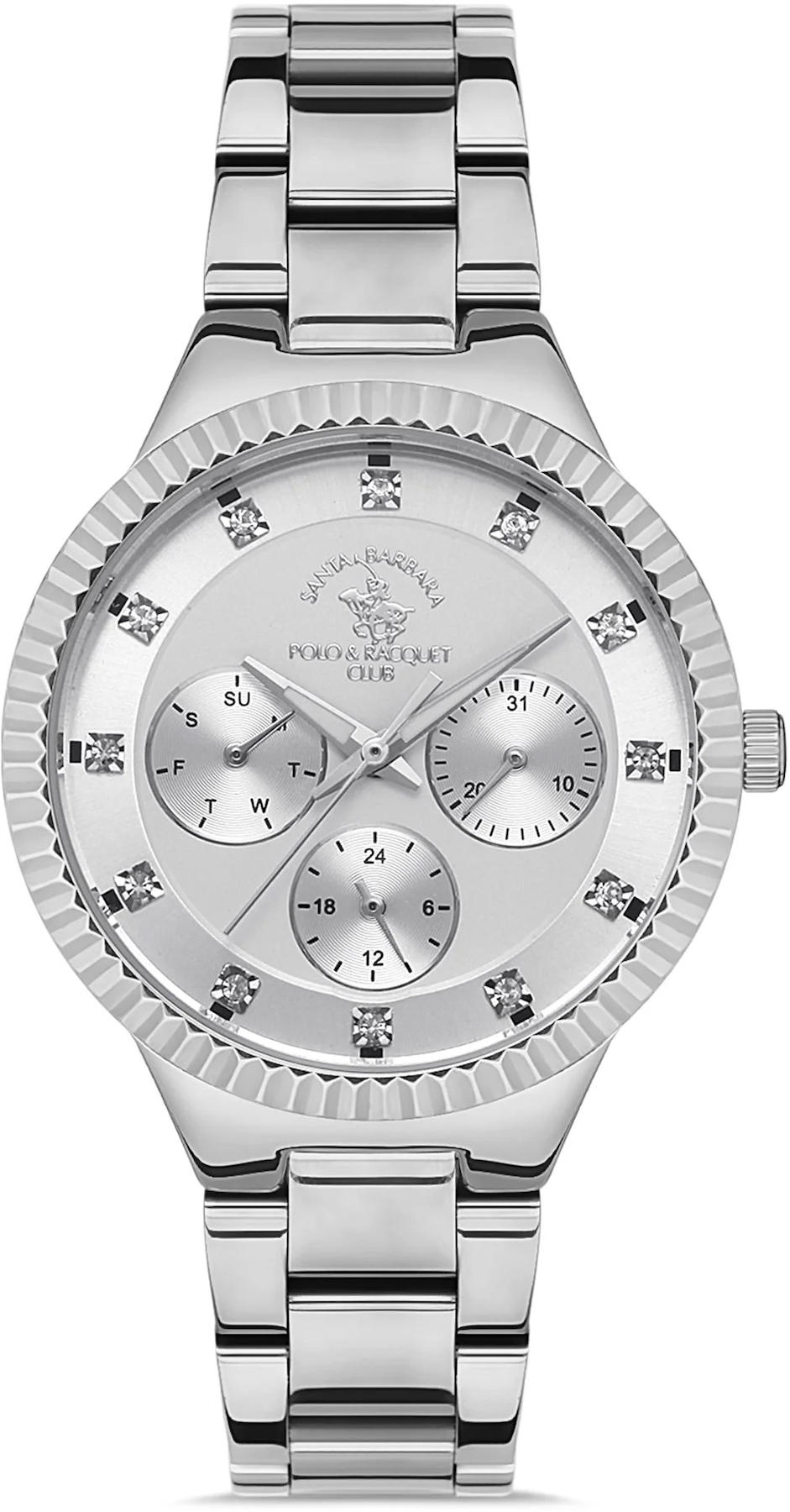 Santa Barbara Polo & Racquet Club SB.1.10399.1 Takvimli 34 mm Gri Çelik Kordon Analog Kadın Kol Saati