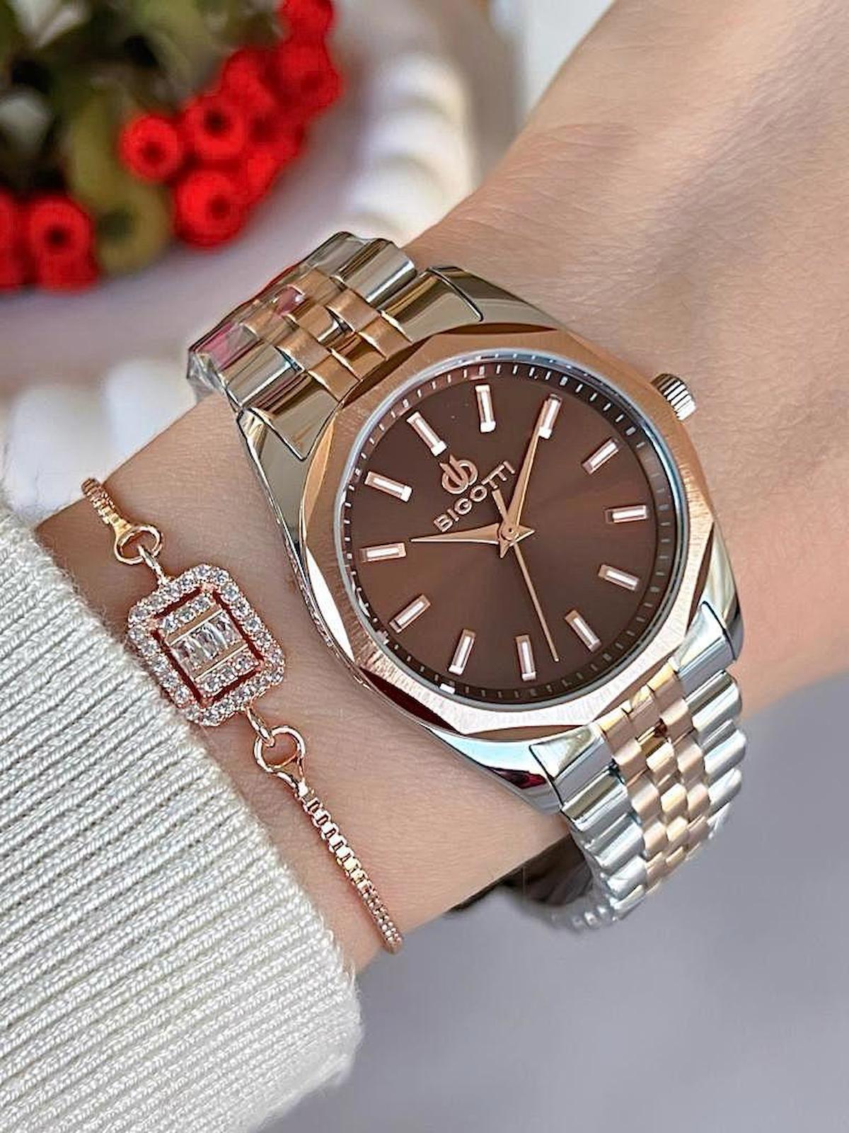 Bigotti BG1.104955 36 mm Gri-Rose Gold Çelik Kordon Analog Kadın Kol Saati