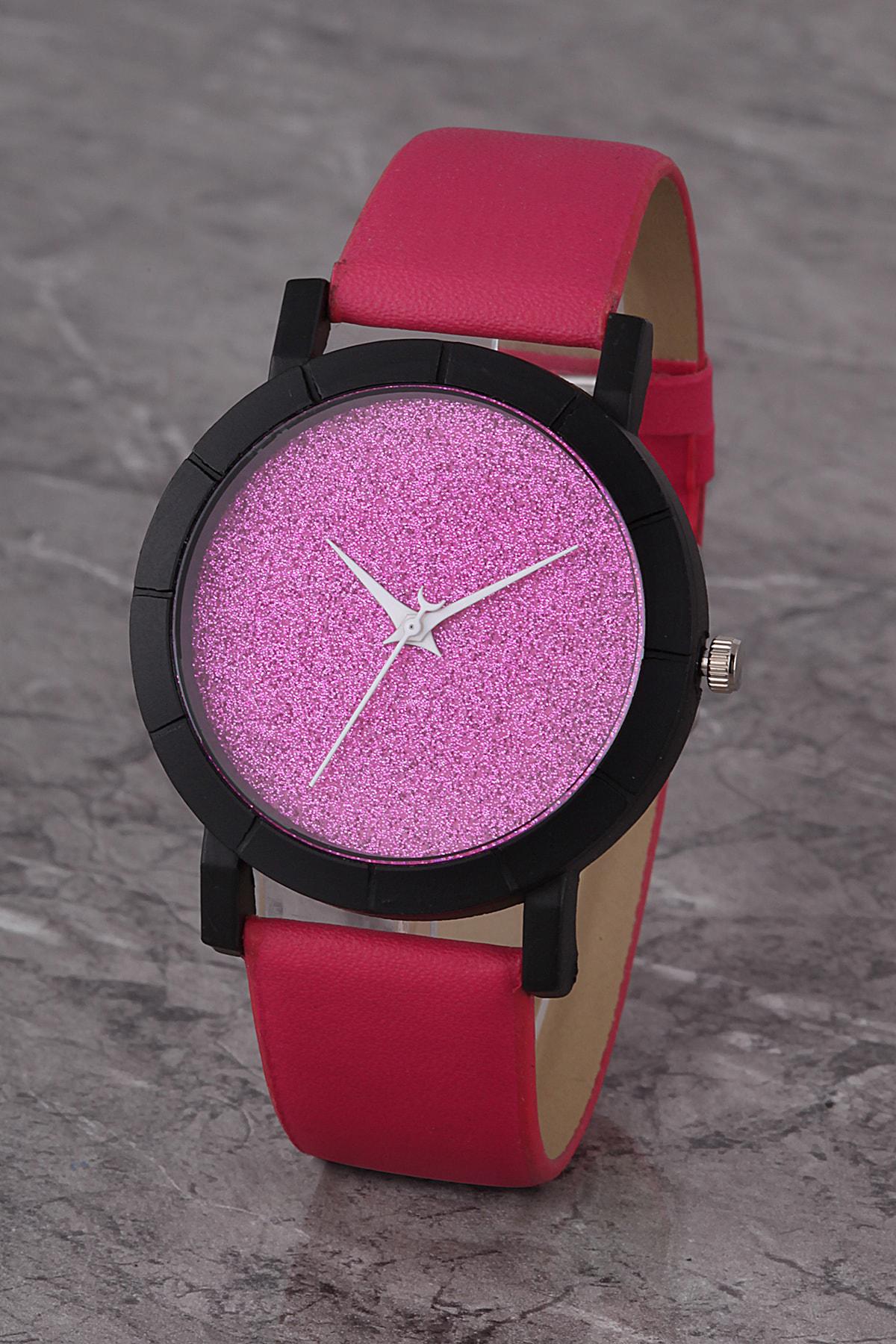 Polo55 36 mm Fuşya Deri Kordon Analog Kadın Kol Saati