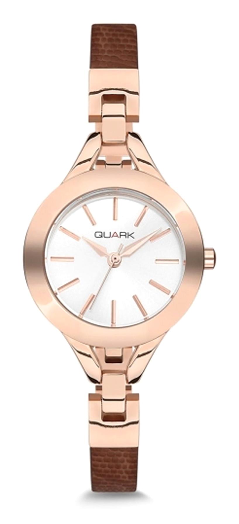 Quark QC-301RG-7A5 30 mm Kahverengi Deri Kordon Analog Kadın Kol Saati