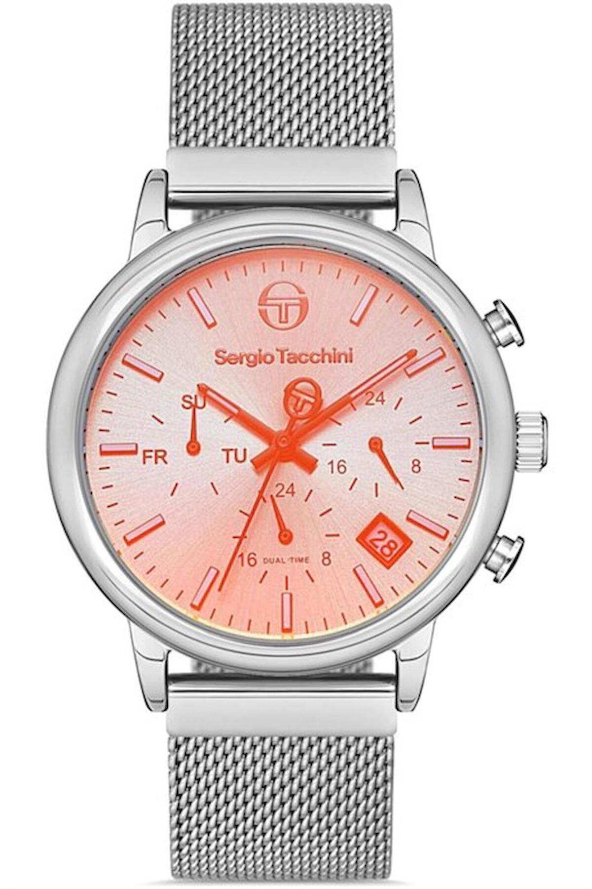 Sergio Tacchini ST.1.10219.5 Takvimli 40 mm Gri Metal Kordon Analog Kadın Kol Saati