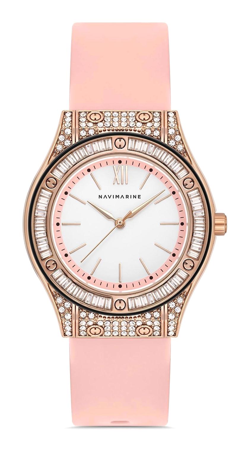 Navimarine 37 mm Pembe Silikon Kordon Analog Kadın Kol Saati