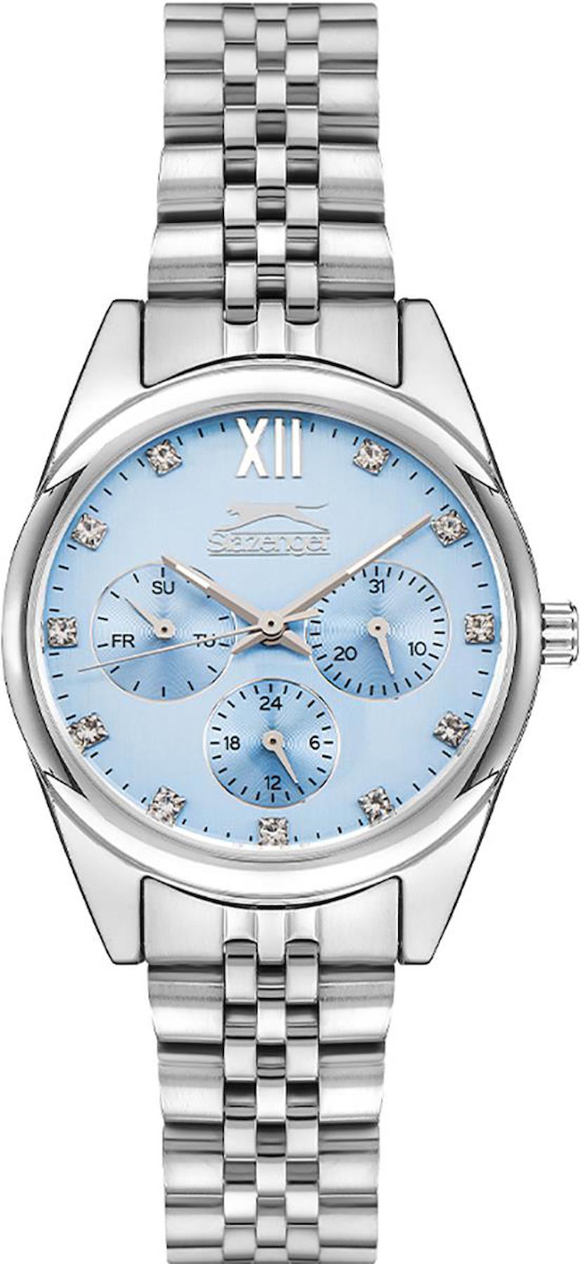 Slazenger SL.09.1990.4.06 Takvimli 34 mm Gri Çelik Kordon Analog Kadın Kol Saati