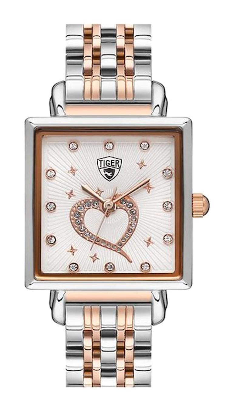 Tiger 561D 41-45 mm Gri-Rose Gold Çelik Kordon Analog Kadın Kol Saati