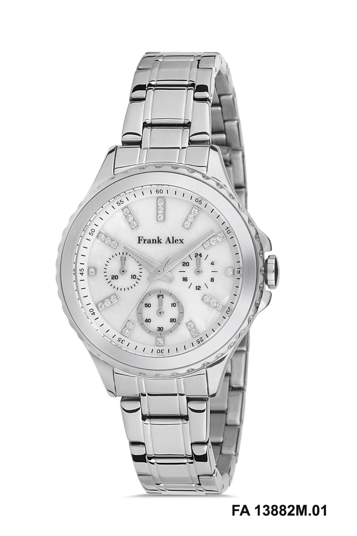 Frank Alex FA.0822.13882M.01 35 mm Gri Çelik Kordon Analog Kadın Kol Saati