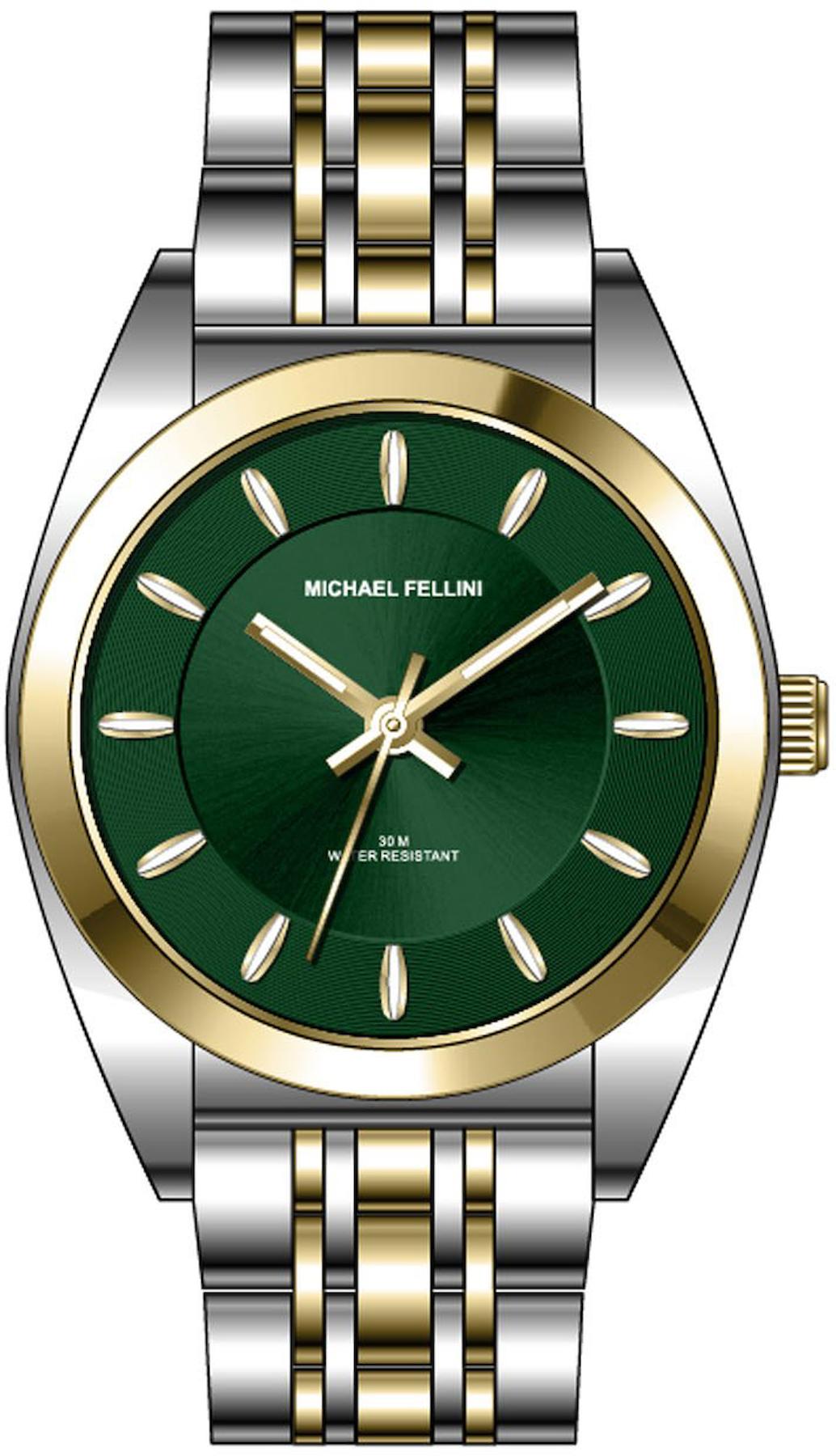 Michael Fellini 2363-9 31 mm Altın-Gri Metal Kordon Analog Kadın Kol Saati