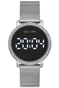 Quark ESH-2-1A 31-35 mm Gri Çelik Kordon Dijital Kadın Kol Saati