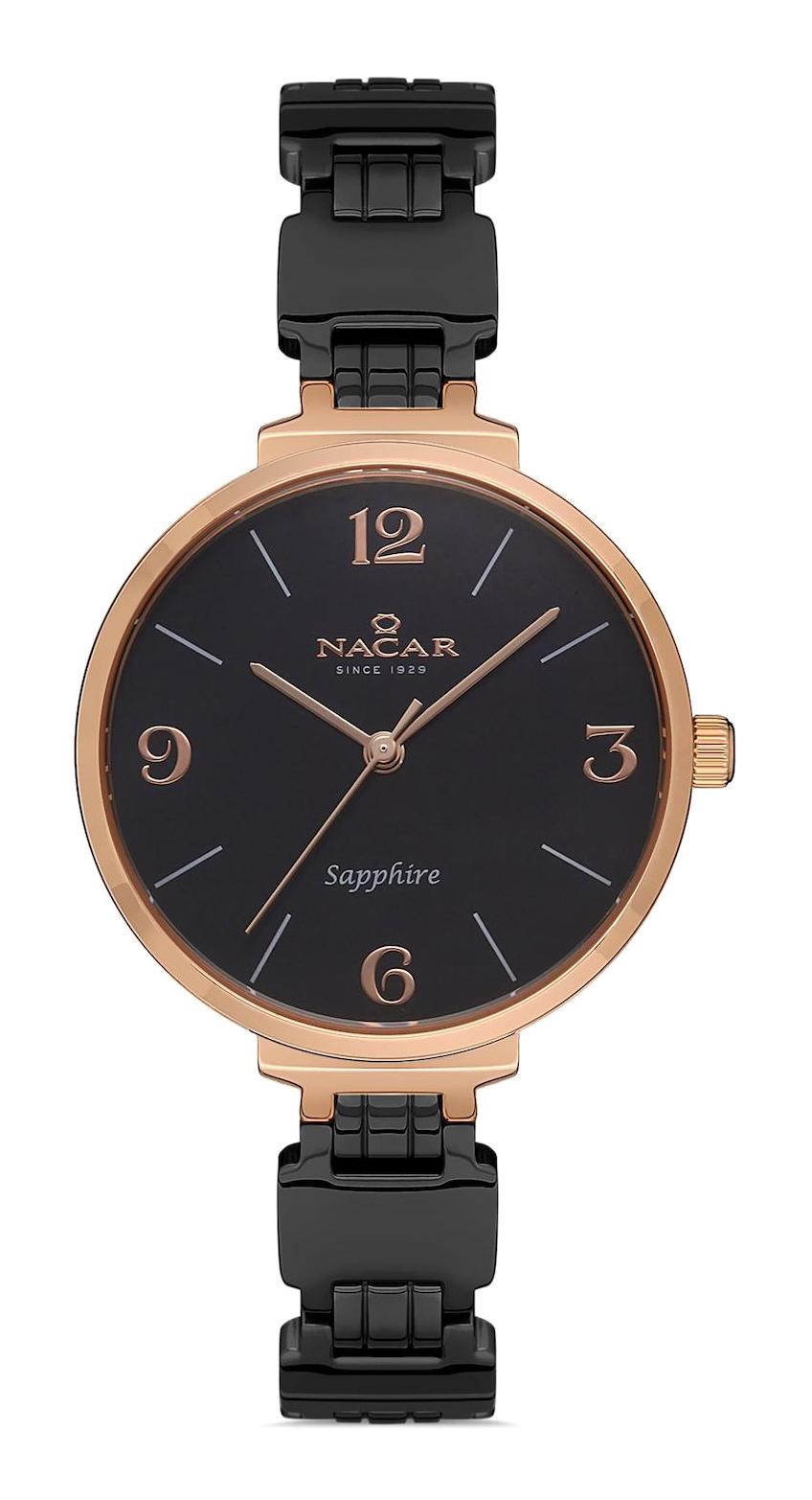 Nacar 3439B231-RBM 33 mm Siyah Metal Kordon Analog Kadın Kol Saati