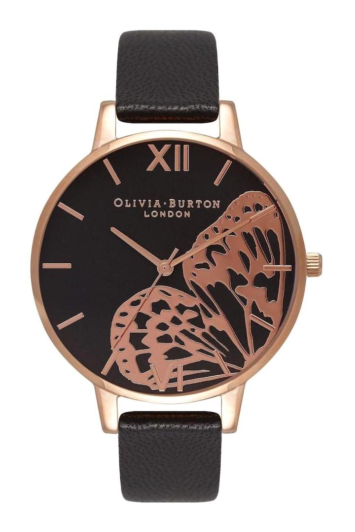 Olivia Burton OB16AM97 37 mm Siyah Deri Kordon Analog Kadın Kol Saati