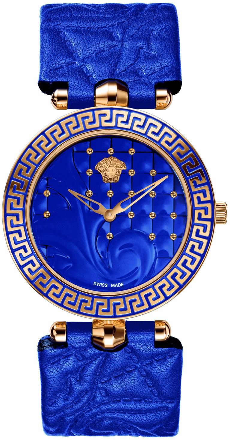 Versace VRSCVK7040013 40 mm Mavi Deri Kordon Analog Kadın Kol Saati