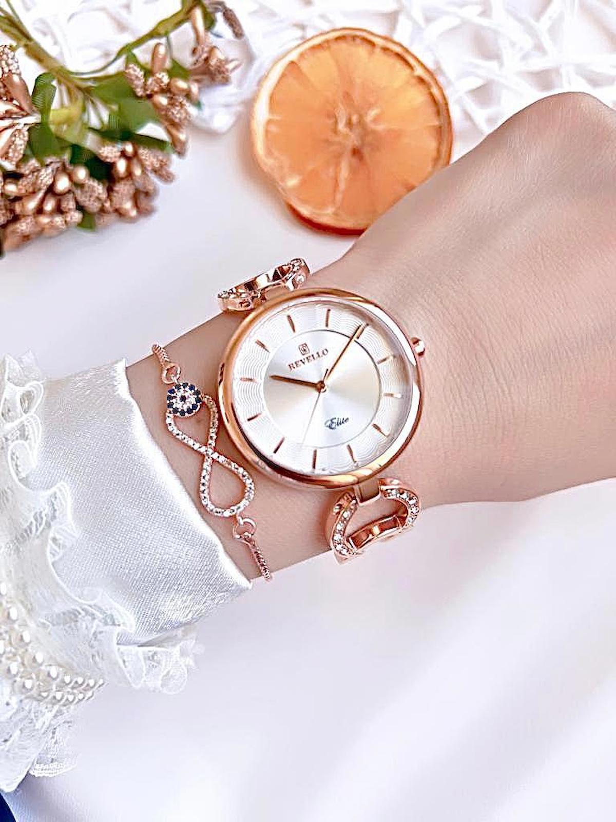 Revello RVL-1852-F 40 mm Rose Gold Çelik Kordon Analog Kadın Kol Saati