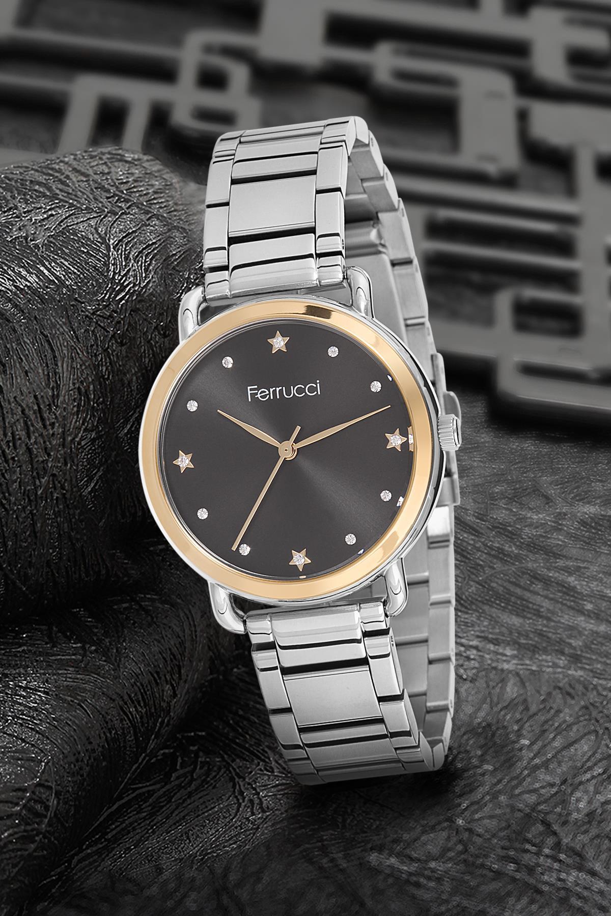 Ferrucci 9FM2470 36 mm Gri Metal Kordon Analog Kadın Kol Saati