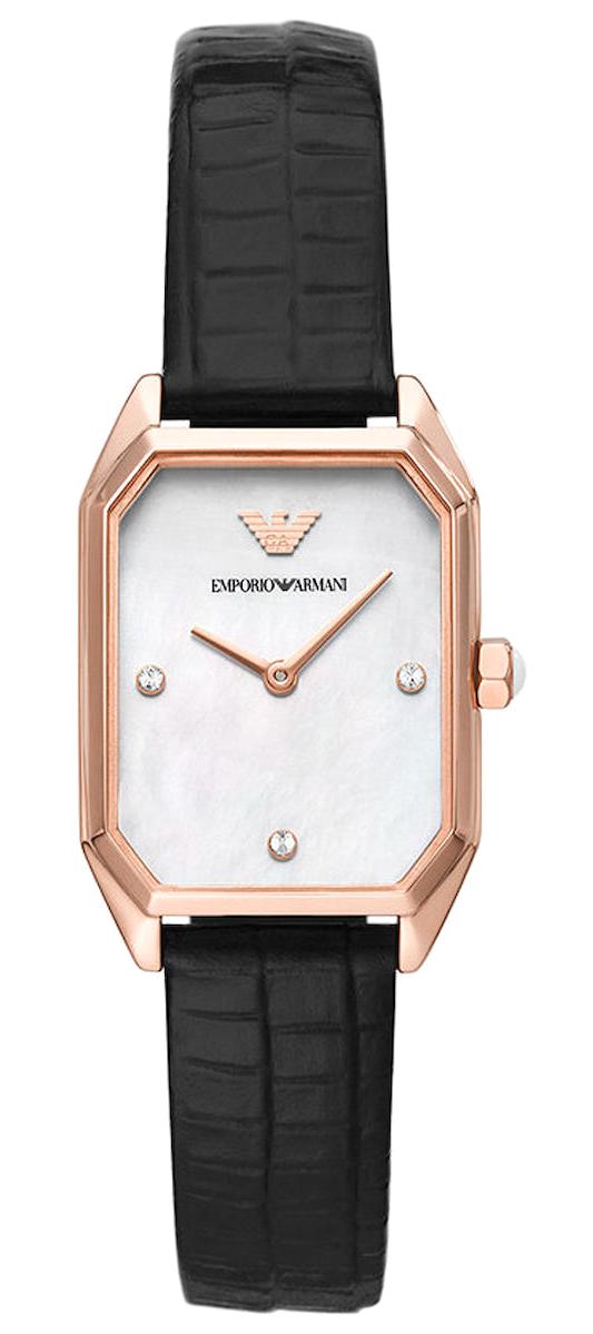 Emporio Armani AR11390 24 mm Siyah Deri Kordon Analog Kadın Kol Saati