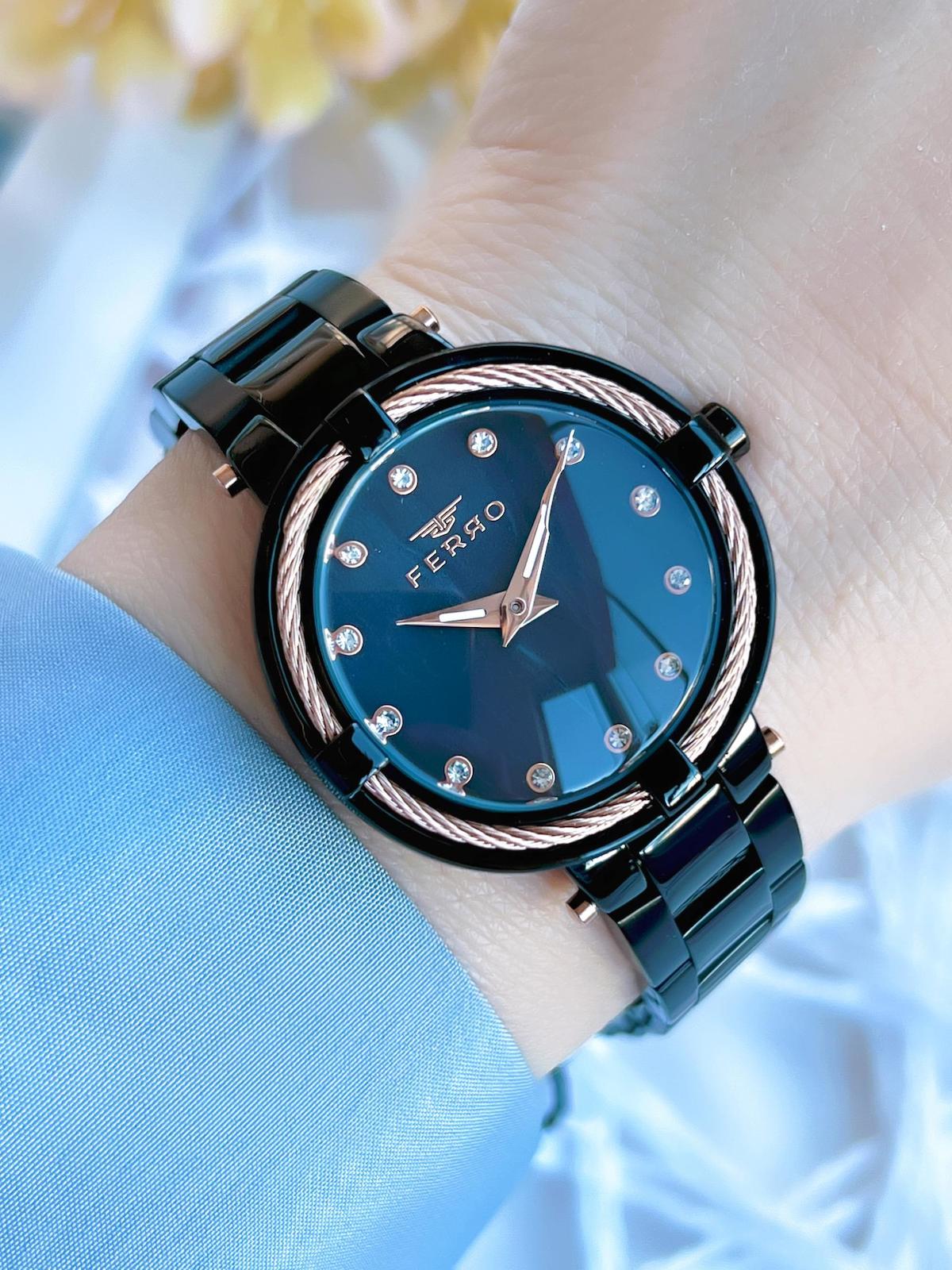 Ferro BMN8A1022.FE 36 mm Siyah Çelik Kordon Analog Kadın Kol Saati
