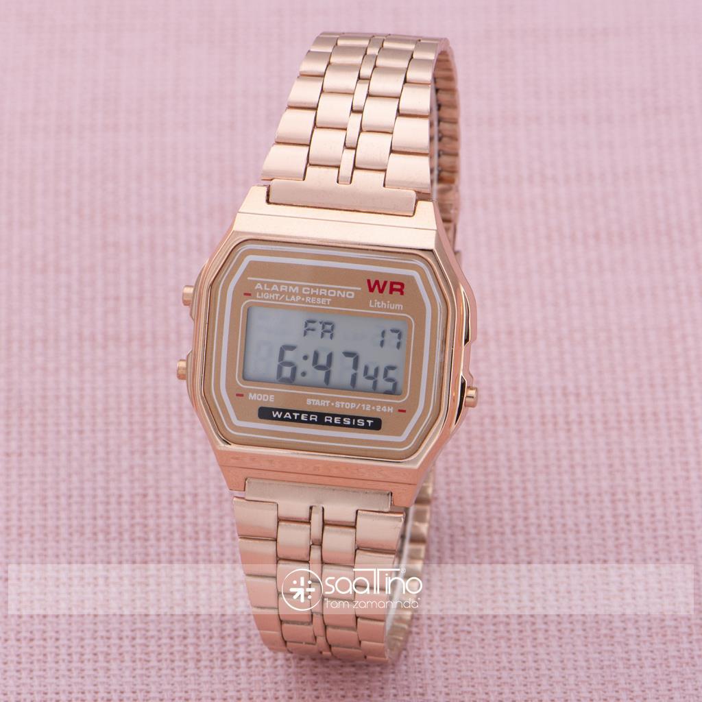 Saattino ST-303871 Takvimli 31-35 mm Rose Gold Çelik Kordon Dijital Kadın Kol Saati
