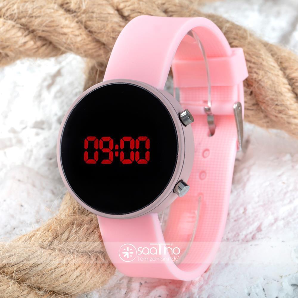 Spectrum ST-303499 38 mm Toz Pembe Silikon Kordon Dijital Kadın Kol Saati