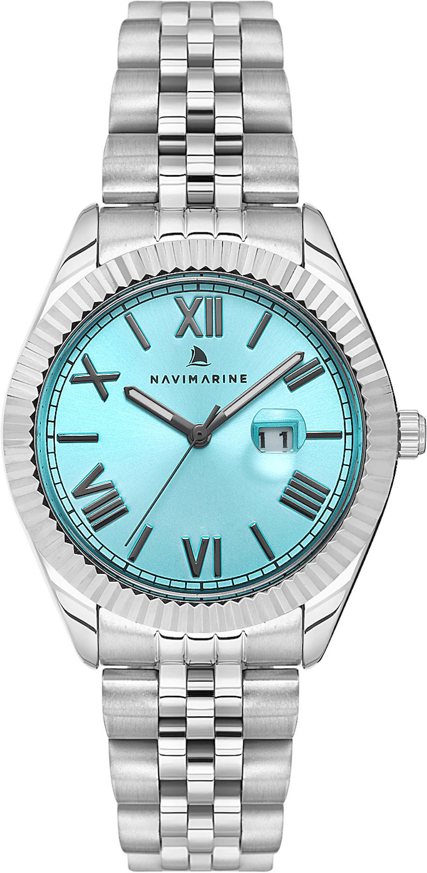 Navimarine NVM56-A7 Takvimli 36 mm Gri Çelik Kordon Analog Kadın Kol Saati