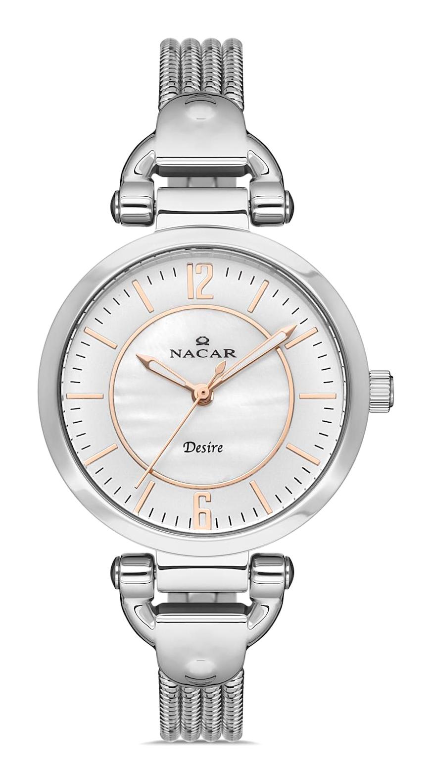 Nacar 103931035-AMM 34 mm Gri Metal Kordon Analog Kadın Kol Saati