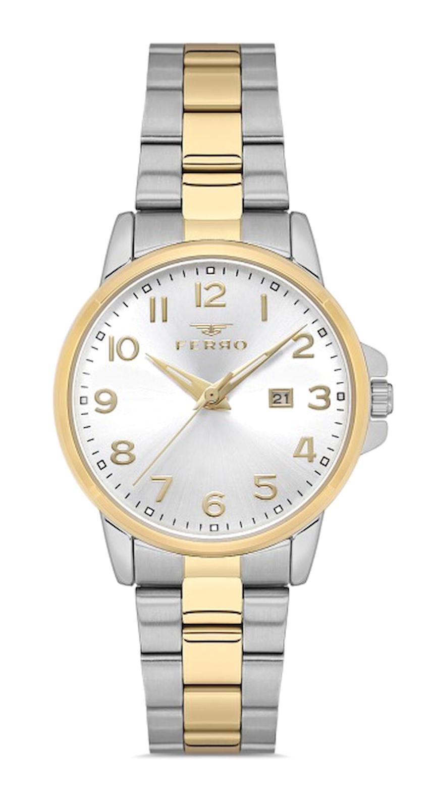 Ferro FL21393A-D 34 mm Altın-Gri Metal Kordon Analog Kadın Kol Saati