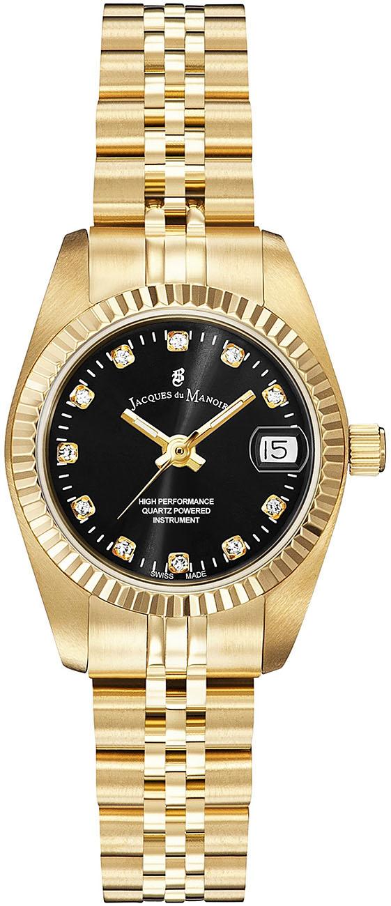 Jacques Du Manoir NRO.22 Takvimli 26 mm Altın Çelik Kordon Analog Kadın Kol Saati