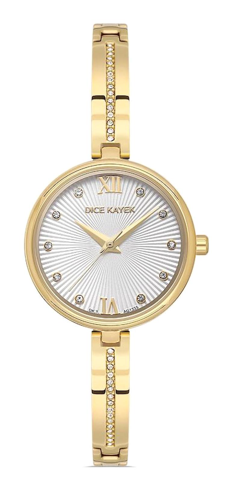 Dice Kayek DK.1.AG1335.02 28 mm Altın Çelik Kordon Analog Kadın Kol Saati
