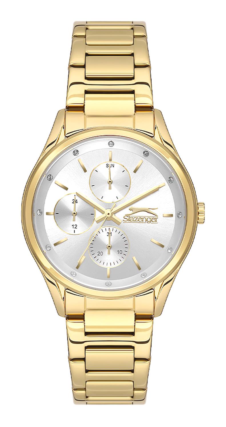 Slazenger SL.09.2229.4.05 Takvimli 32 mm Altın Çelik Kordon Analog Kadın Kol Saati