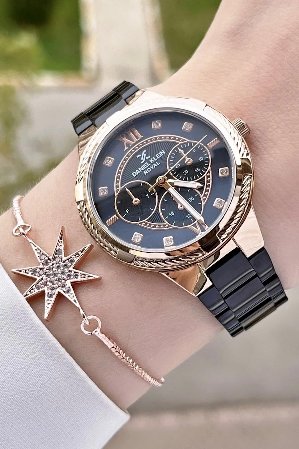 Daniel Klein DKISTE872 35 mm Siyah Çelik Kordon Analog Kadın Kol Saati