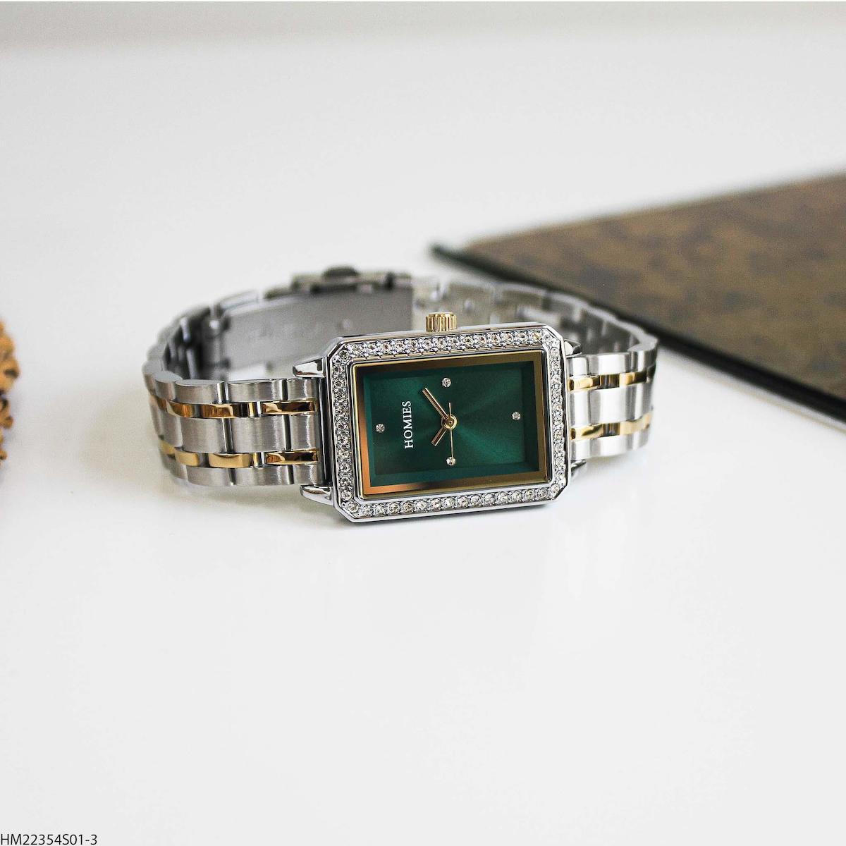 Homies HM22354S01-3 30 mm Altın-Gri Çelik Kordon Analog Kadın Kol Saati