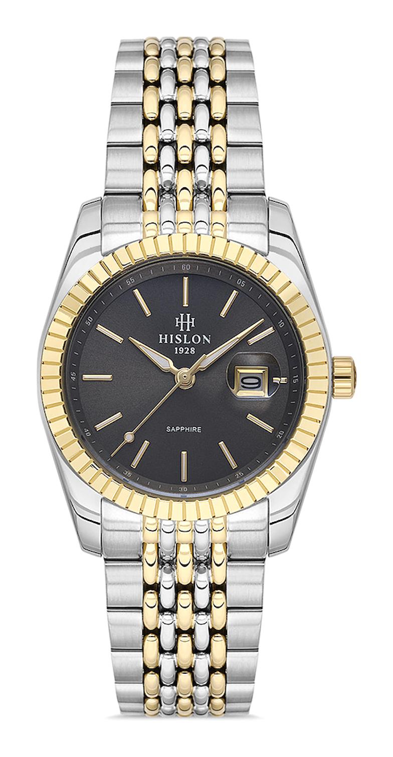Hislon QL145T-05SG Takvimli 31 mm Altın-Gri Çelik Kordon Analog Kadın Kol Saati