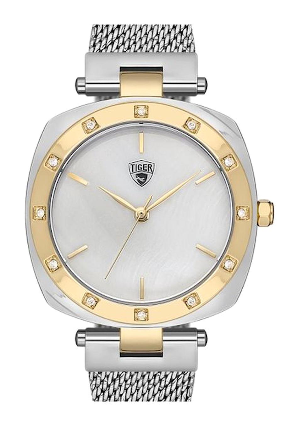 Tiger 575C 41-45 mm Gri Hasır Kordon Analog Kadın Kol Saati