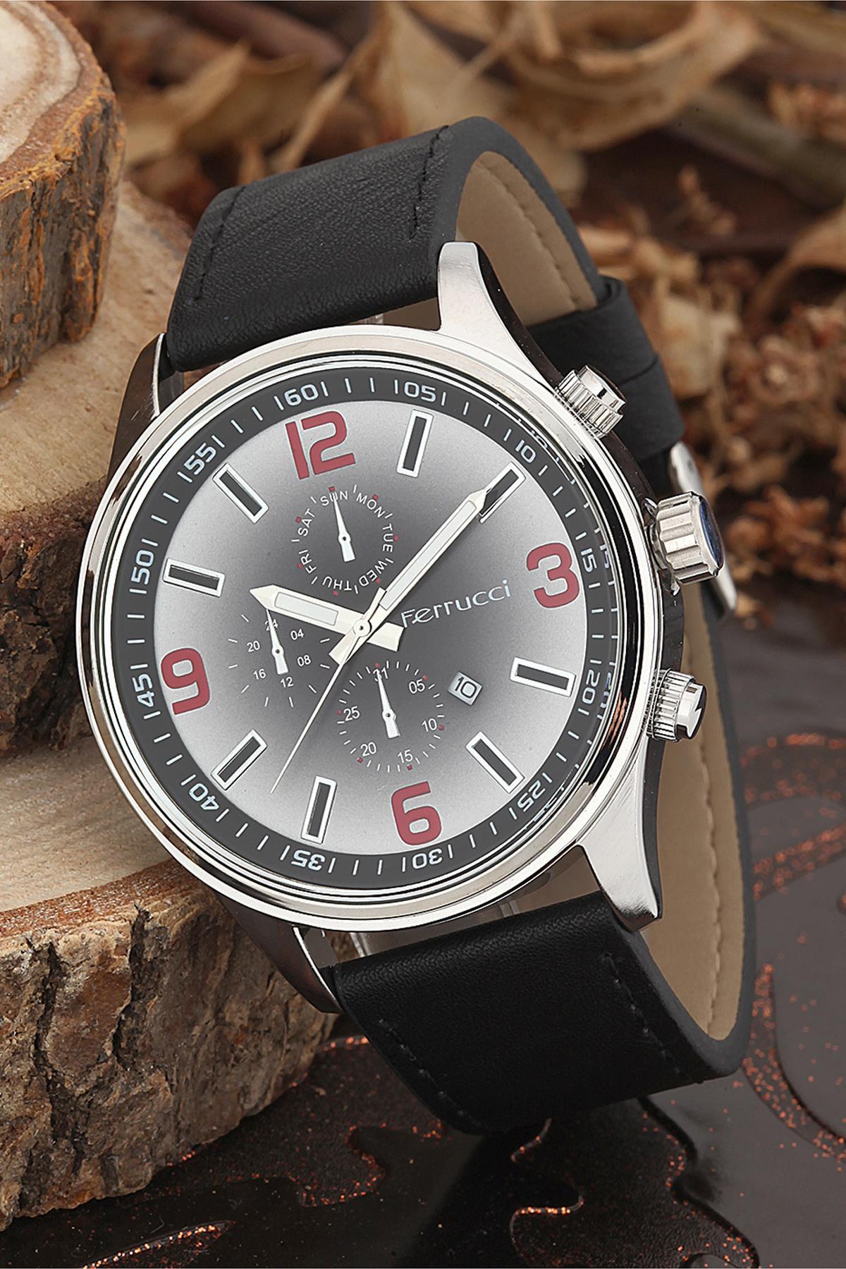 Ferrucci FRK851 39 mm Siyah Deri Kordon Analog Kadın Kol Saati