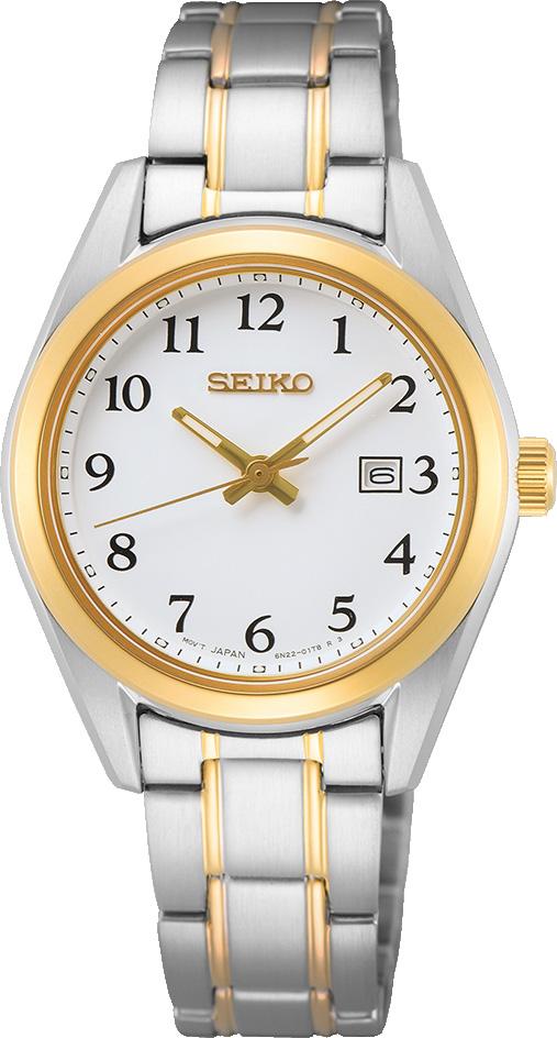 Seiko SUR466P Takvimli 30 mm Altın-Gri Çelik Kordon Analog Kadın Kol Saati