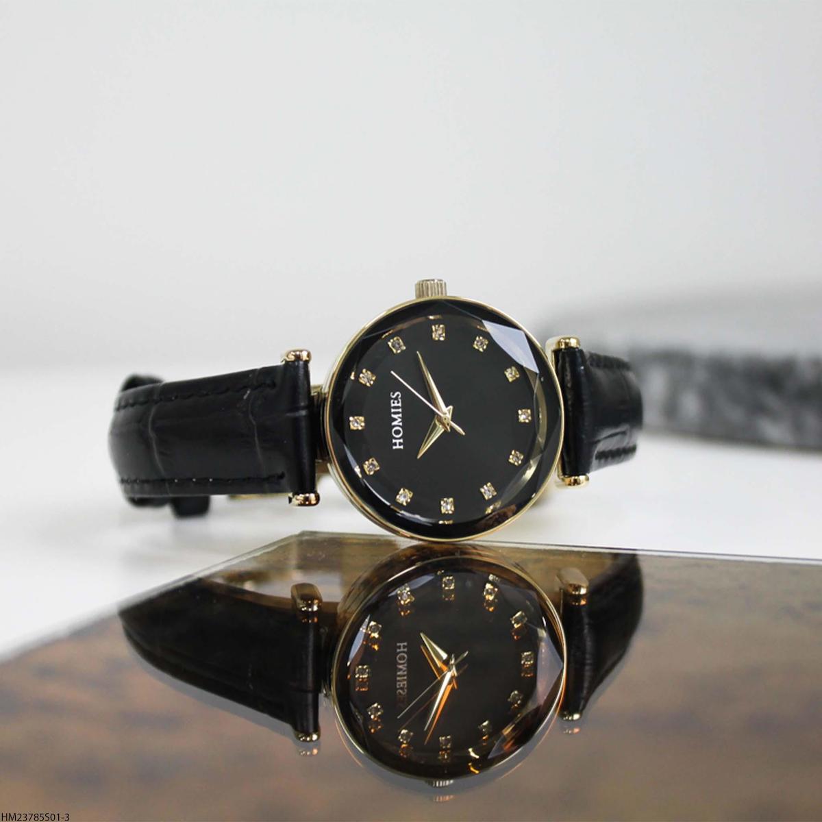 Homies HM23785S01-3 31 mm Siyah Deri Kordon Analog Kadın Kol Saati