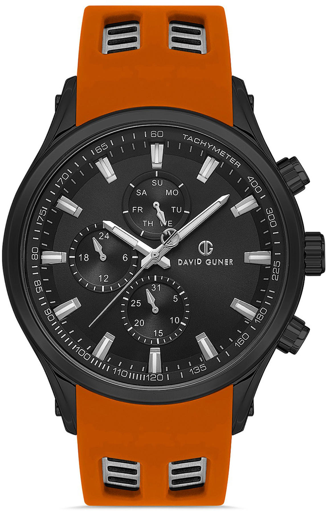 David Guner DG-8498GD-ZQ2 48 mm Turuncu Silikon Kordon Analog Erkek Kol Saati