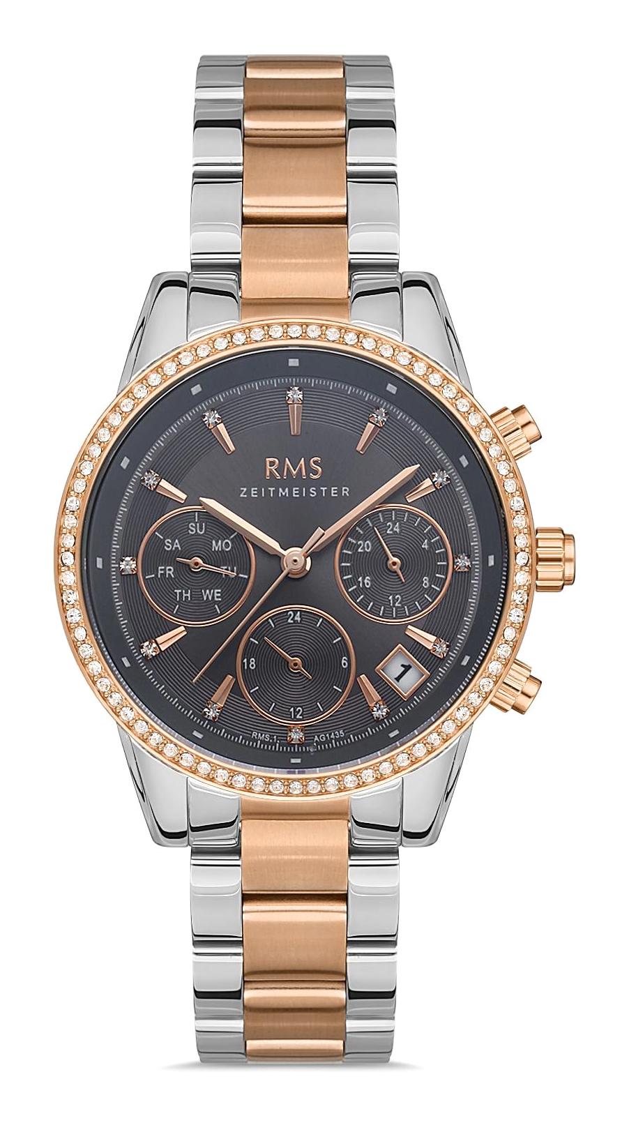 Romanson GR.1.AG1435.11 Takvimli 34 mm Altın-Gri Çelik Kordon Analog Kadın Kol Saati