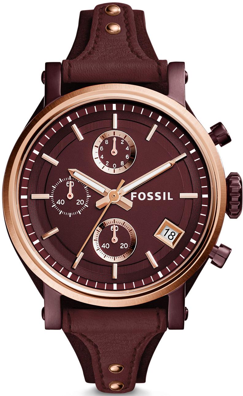 Fossil ES4114 34 mm Bordo Deri Kordon Analog Kadın Kol Saati