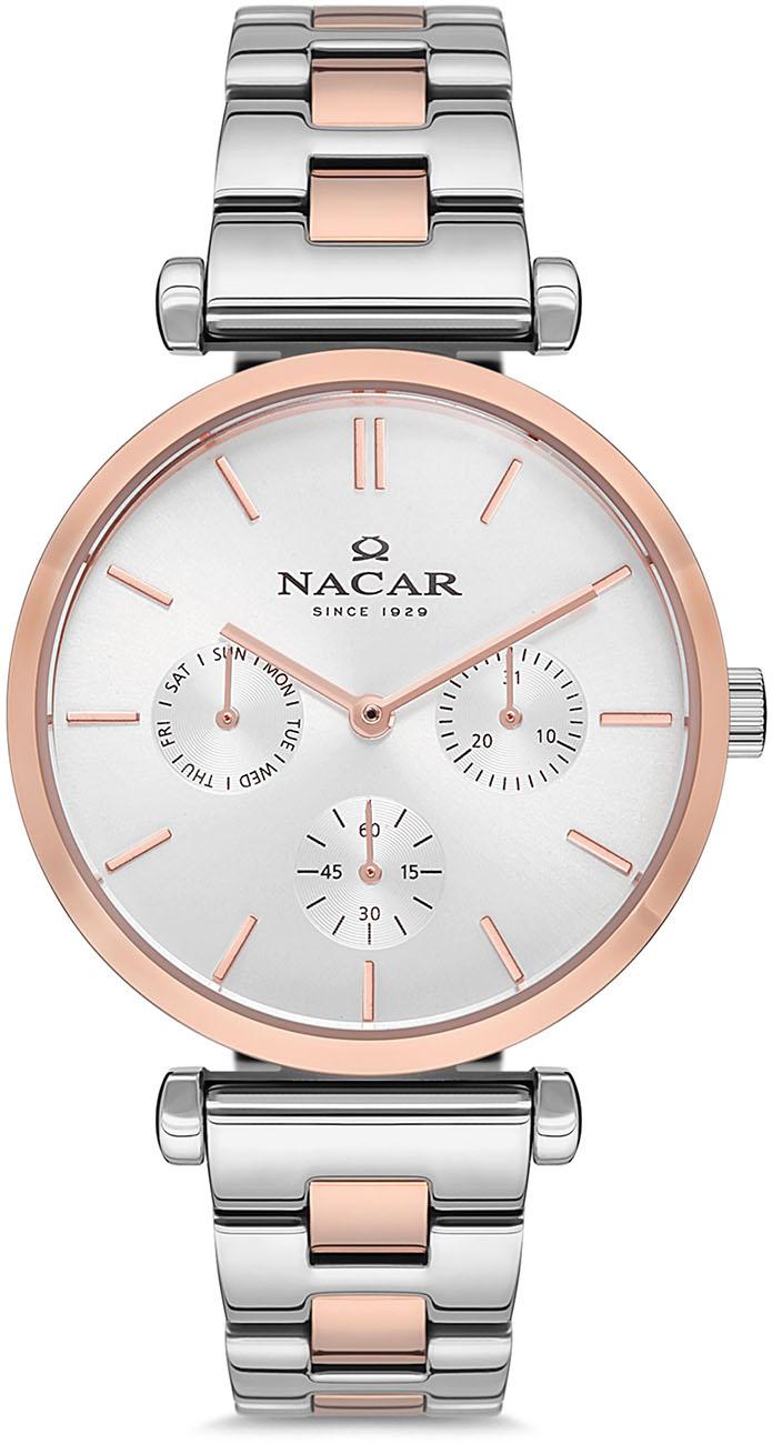 Nacar NC36-390112-ESM 36 mm Gri-Rose Gold Çelik Kordon Analog Kadın Kol Saati