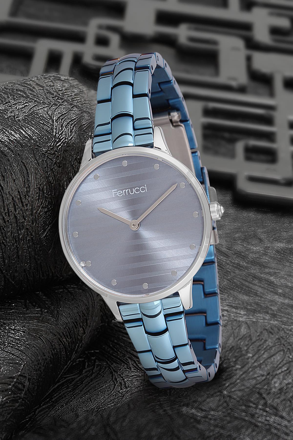 Ferrucci 9FM2009 38 mm Mavi Metal Kordon Analog Kadın Kol Saati