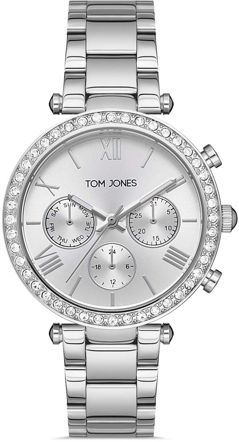Tom Jones TJ.1.1082.01 Takvimli 34 mm Gri Metal Kordon Analog Kadın Kol Saati
