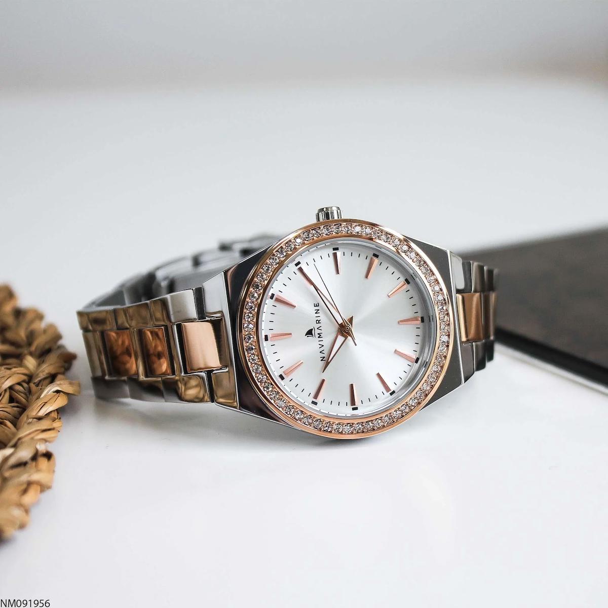 Navimarine NM091956 35 mm Gri-Rose Gold Çelik Kordon Analog Kadın Kol Saati