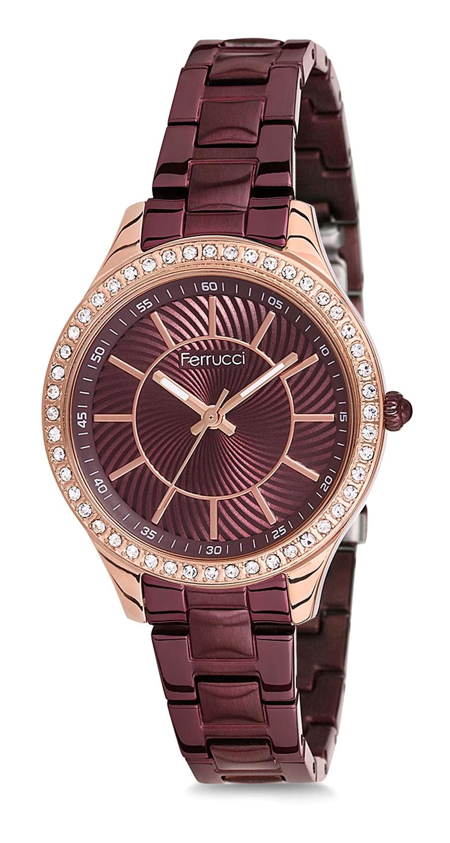 Ferrucci 9FM677 38 mm Mürdüm Metal Kordon Analog Kadın Kol Saati