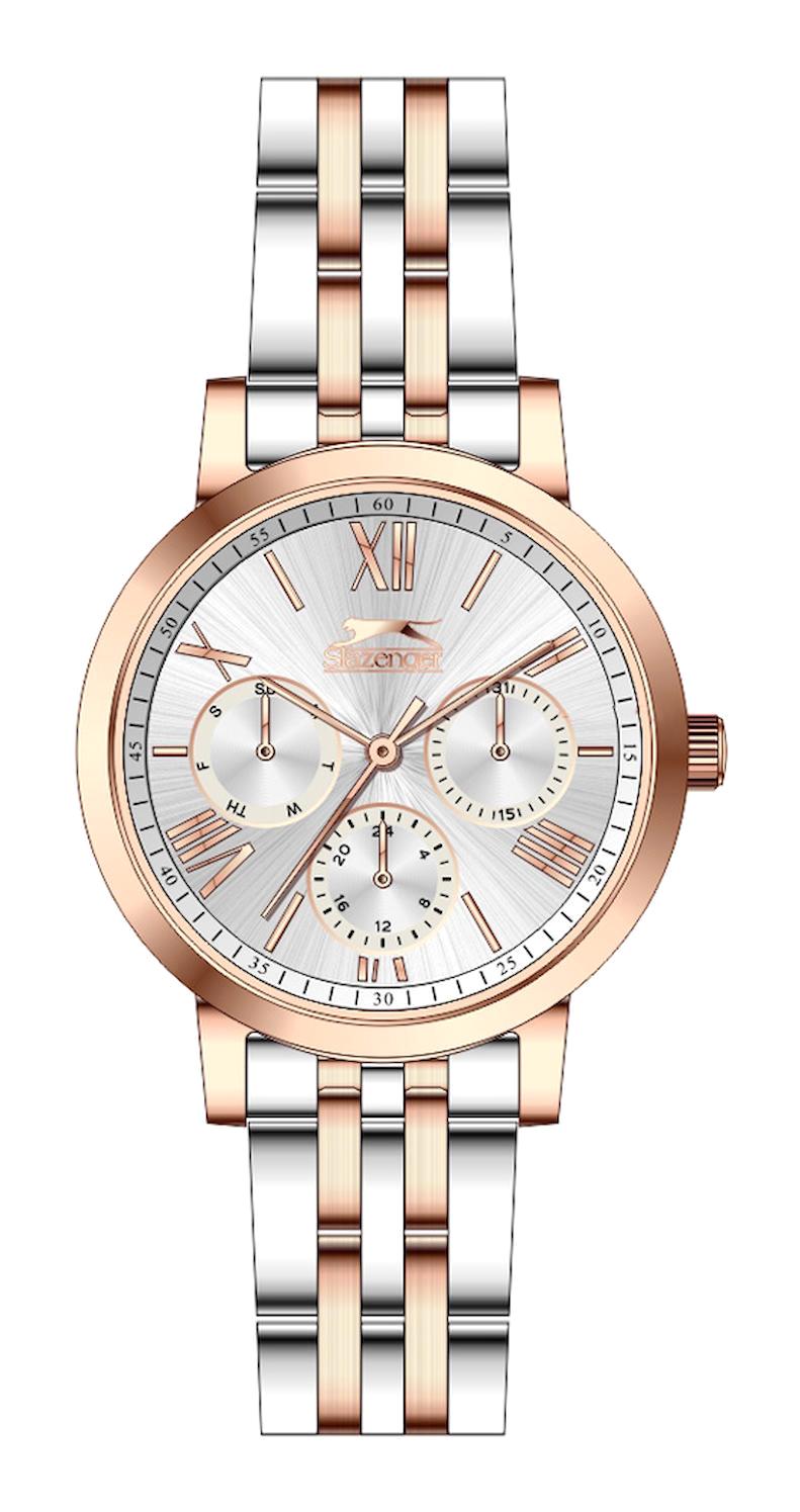 Slazenger SL.09.2171.4.04 Takvimli 36 mm Gri-Rose Gold Çelik Kordon Analog Kadın Kol Saati