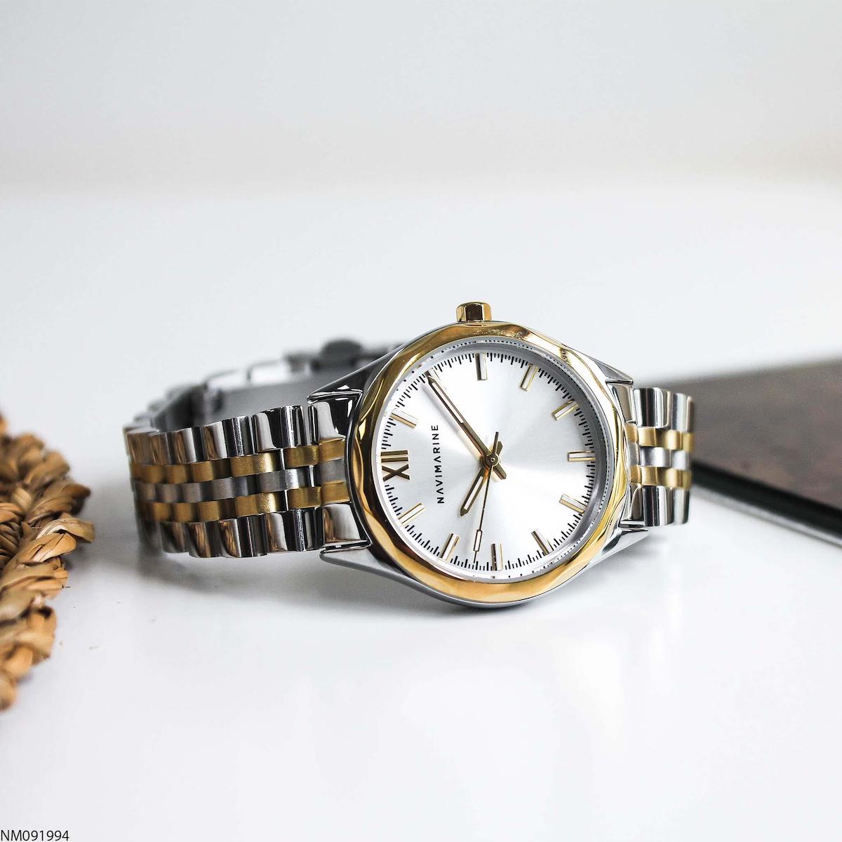 Navimarine NM091994 32 mm Altın-Gri Çelik Kordon Analog Kadın Kol Saati