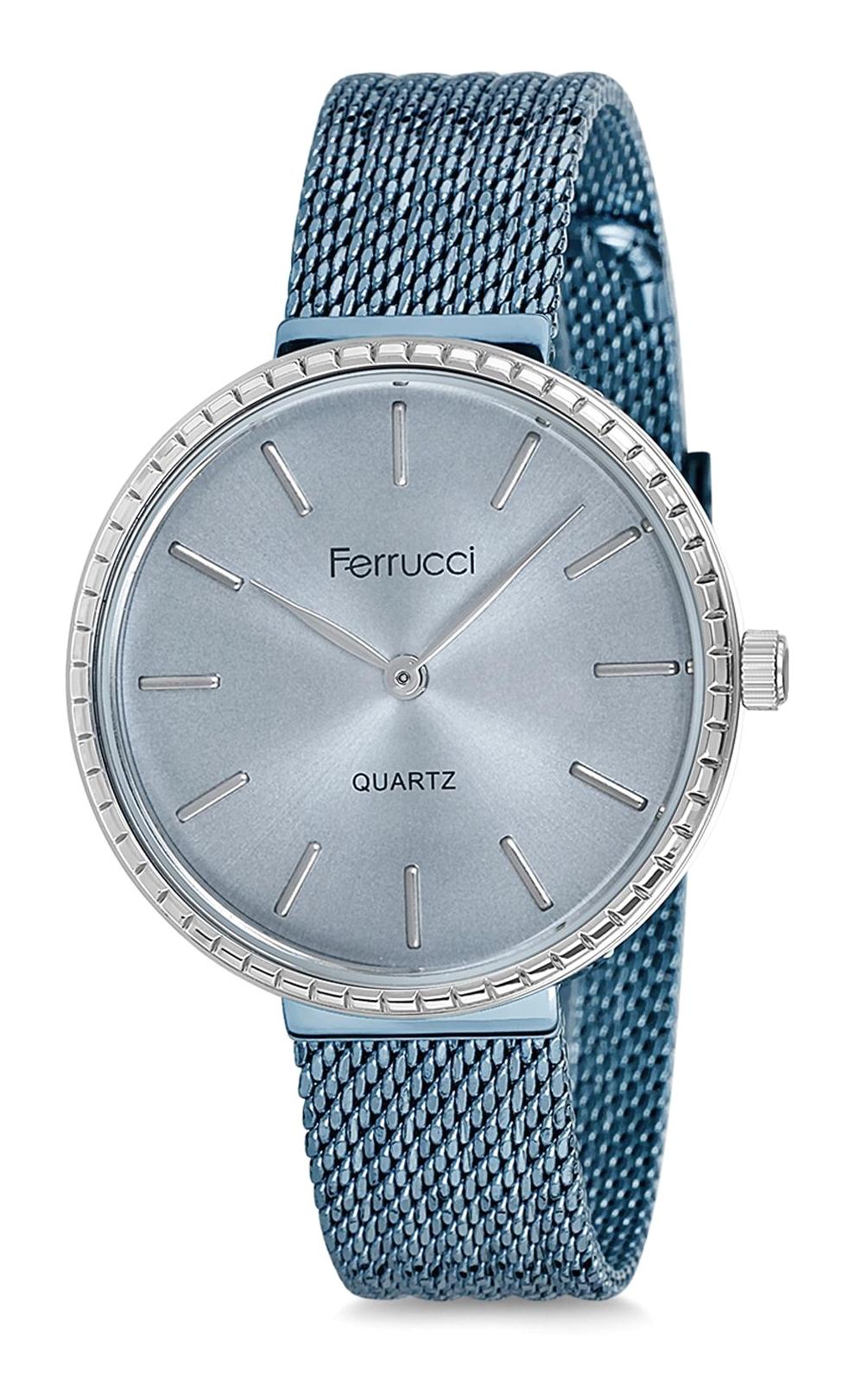 Ferrucci 9FM1794 38 mm Mavi Çelik-Hasır Kordon Analog Kadın Kol Saati