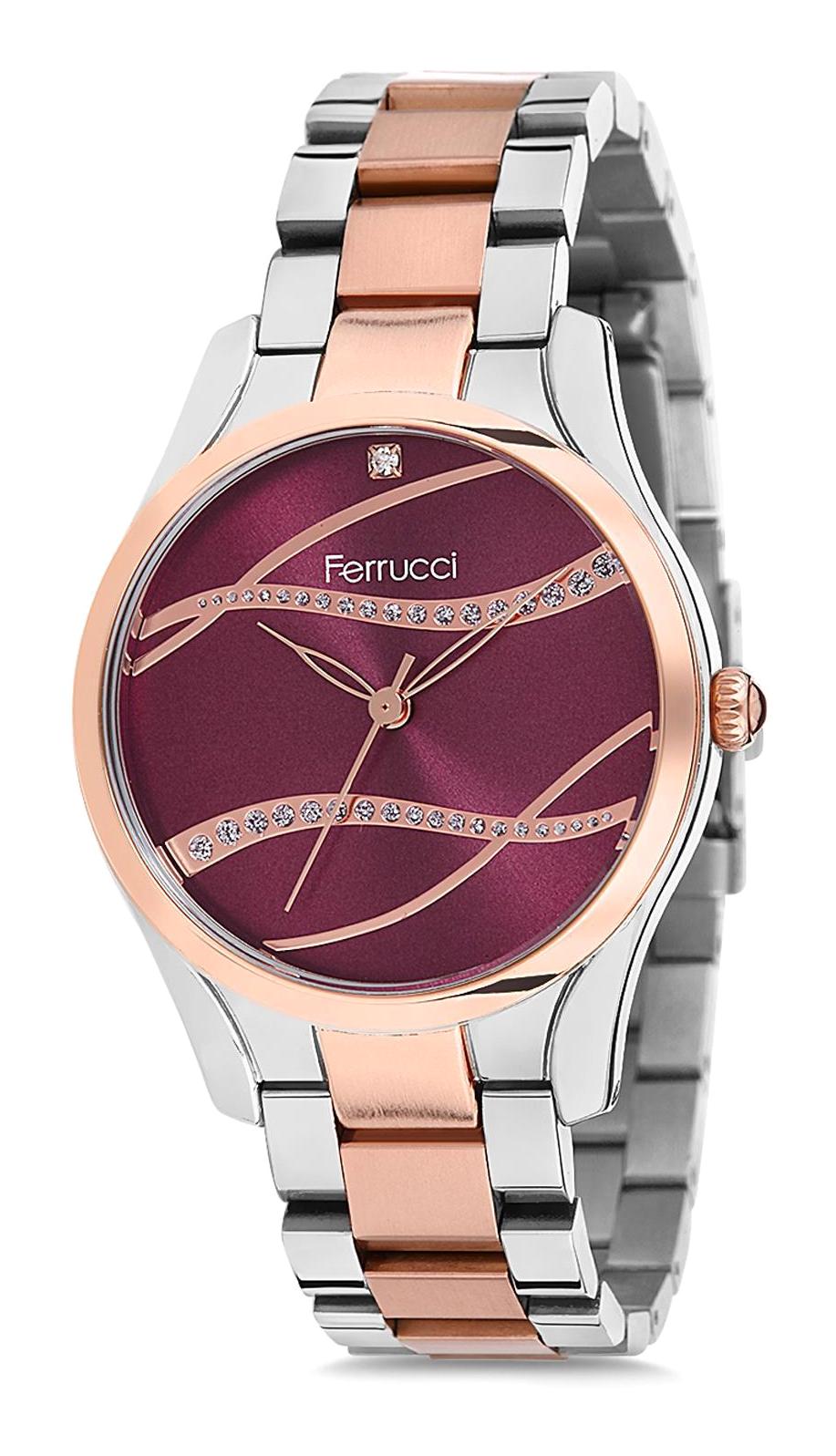 Ferrucci 9FM929 38 mm Gri-Rose Gold Metal Kordon Analog Kadın Kol Saati