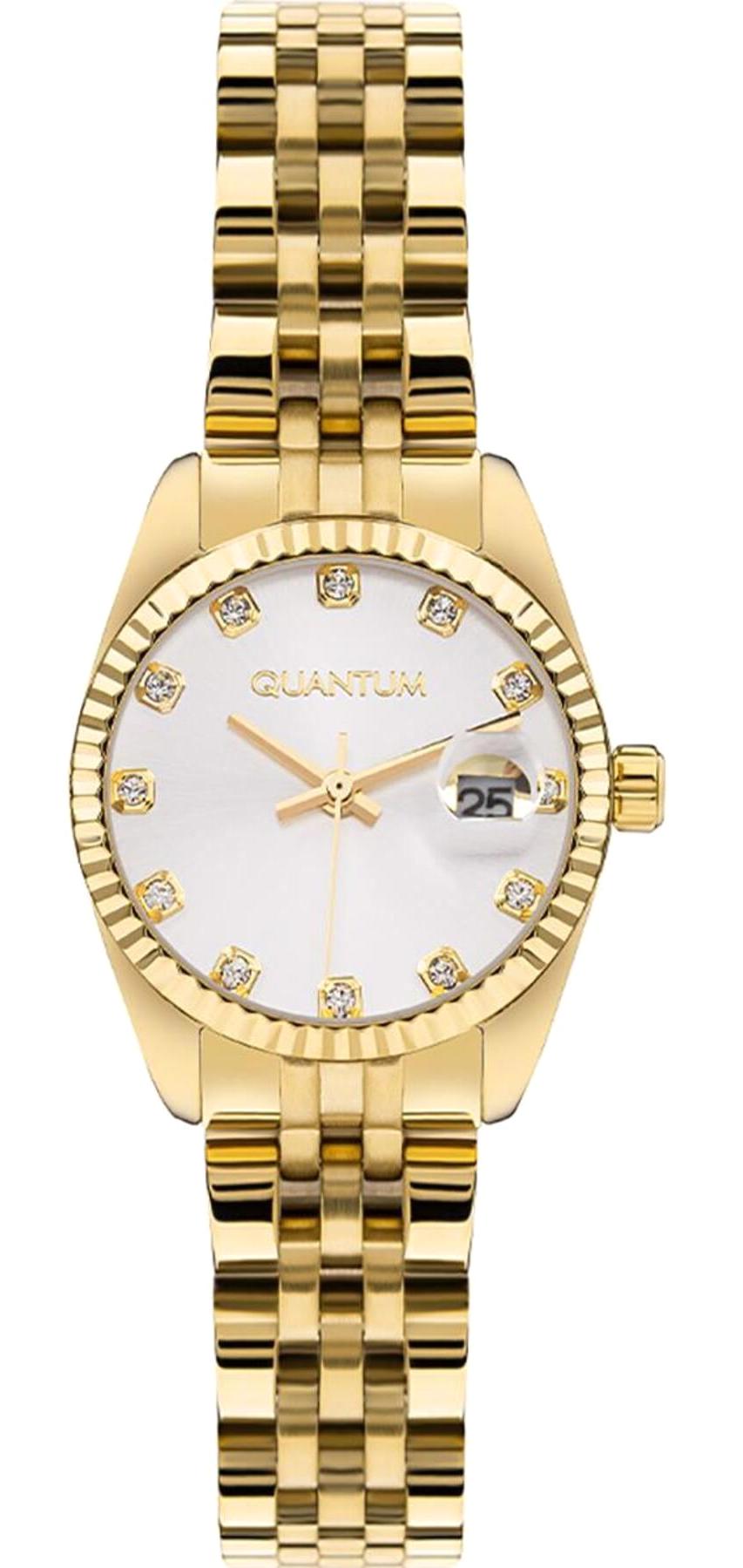 Quantum IML1114.130 Takvimli 37 mm Altın Çelik Kordon Analog Kadın Kol Saati