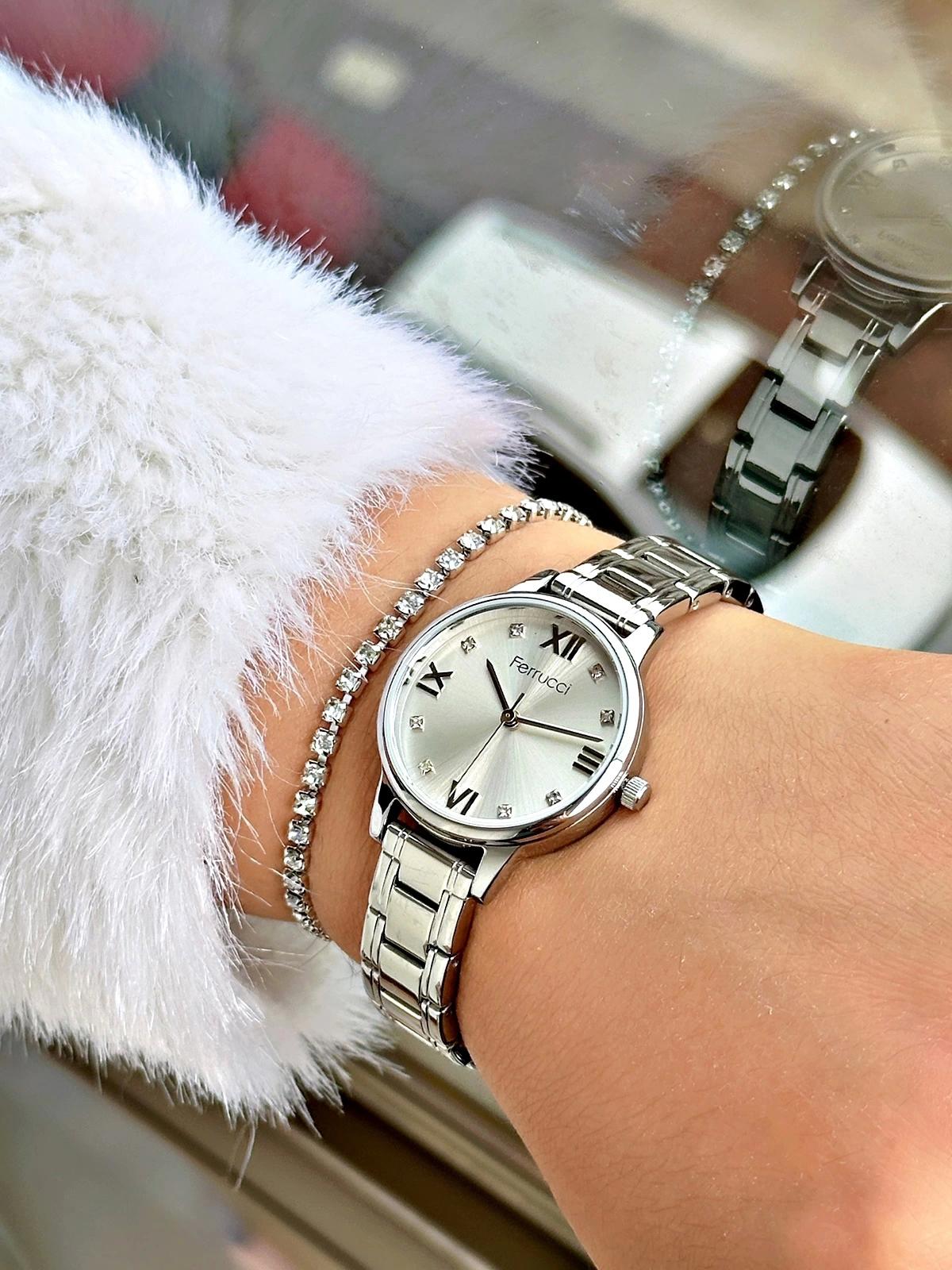 Ferrucci FC.03246M.01 40 mm Gri Çelik Kordon Analog Kadın Kol Saati