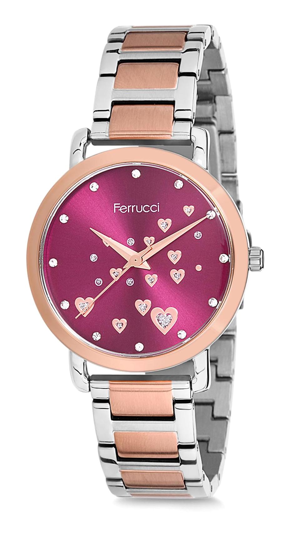 Ferrucci 9FM873 38 mm Gri-Rose Gold Metal Kordon Analog Kadın Kol Saati